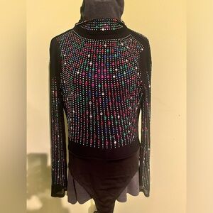 Beaded sequins body suit xlarge see through zip back